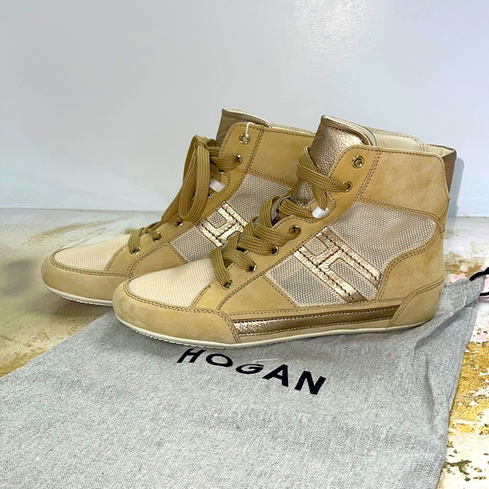 Hogan Suede Gold Beige High top Sneakers 8